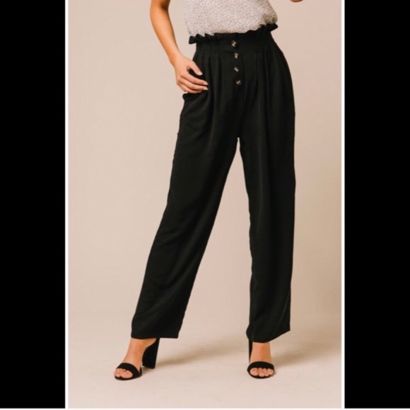 Pants - Black Paper Bag Trousers